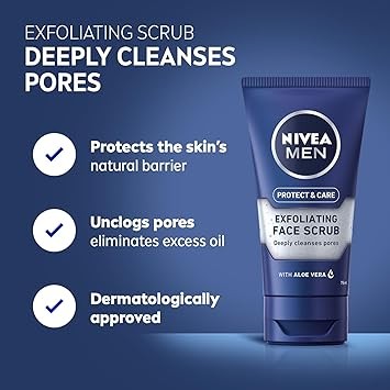 NIVEA MEN Protect & Care Exfoliating Face Scrub 75ml. Good clean feel with aloe vera