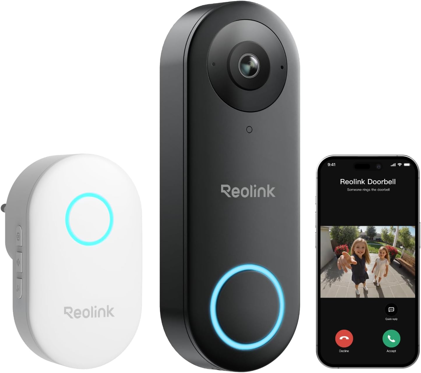 Reolink Wired Video Doorbell with Chime, 2K 5MP HD, Wi-Fi Doorbell Camera