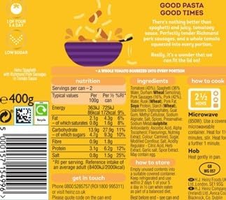 Heinz Spaghetti with Richmond Pork Sausages 400g - 3 for the Price of 2 plus 5% off When Buying 4 & S&S