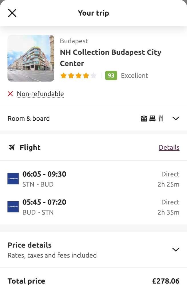 4* NH Collection Budapest, Hungary. 2 nights 7-9 June, Stansted flights, £139.03pp (hand luggage)