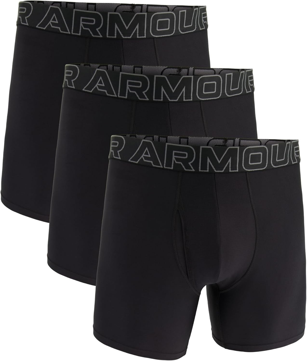 Under Armour Men's 3-Pack Performance Tech Boxer Brief, 6" inseam. Breathable, soft feel, wicks moisture