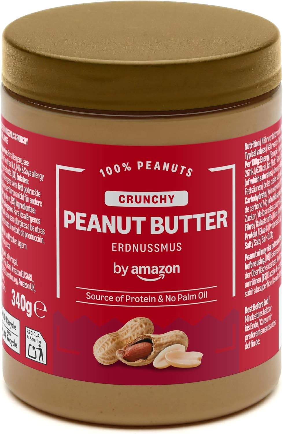 by Amazon Crunchy Peanut Butter, 340g