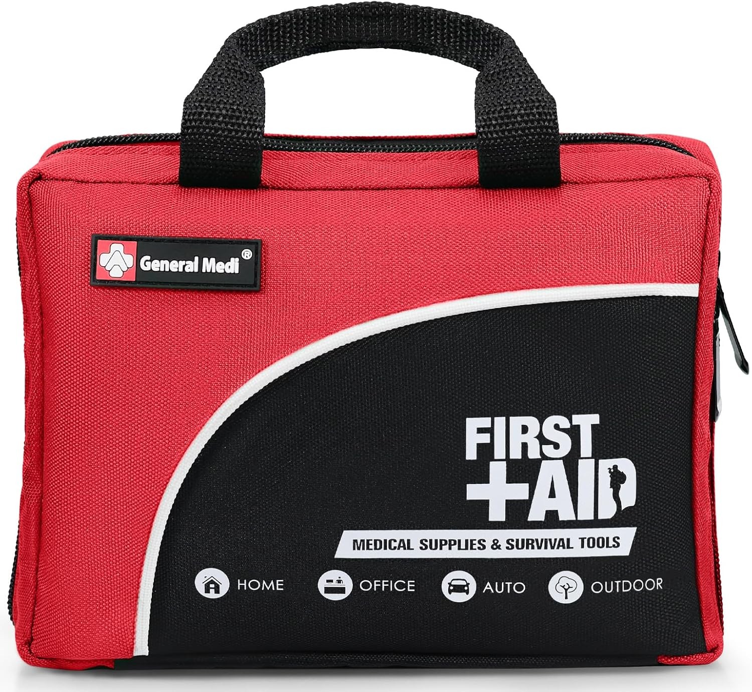 General Medi 160 Piece Premium First Aid Kit Bag - Includes Cold (Ice) Pack, Emergency Blanket for Travel, Home, Office, Car, Camping, Workplace (Red)