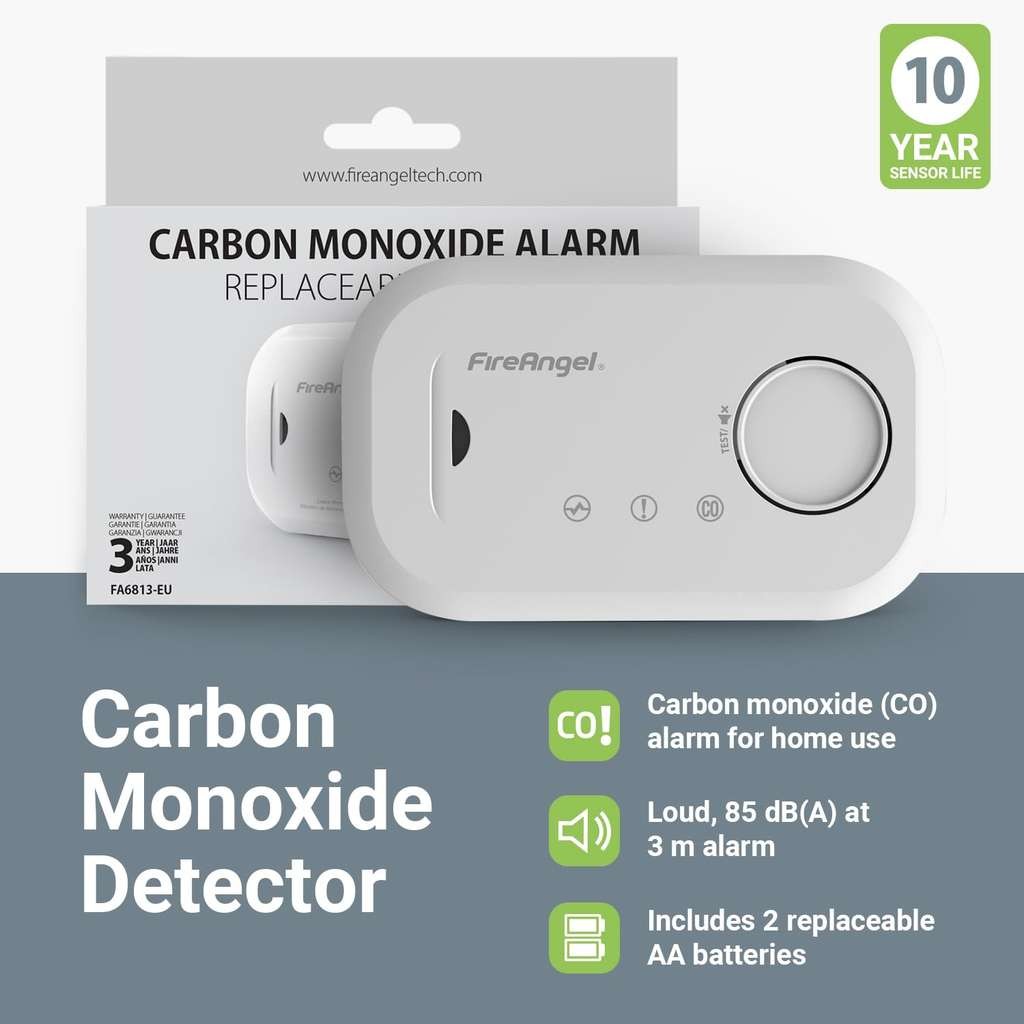 FireAngel Carbon Monoxide Alarm and Detector FA6813 10-Year Sensor Life