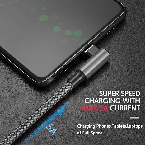 USB C to USB C Charger Cable 100W, 2 Pack, 3FT, 90 Degree Right Angle, for iPhone 15 16 17 Pro MacBook iPad Samsung Galaxy S23 Huawei Pixel