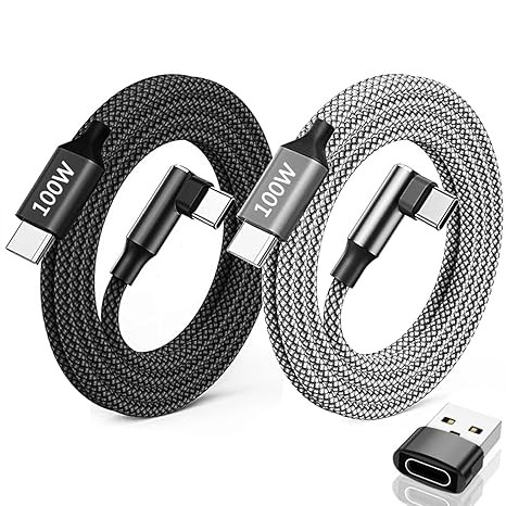 USB C to USB C Charger Cable 100W, 2 Pack, 3FT, 90 Degree Right Angle, for iPhone 15 16 17 Pro MacBook iPad Samsung Galaxy S23 Huawei Pixel