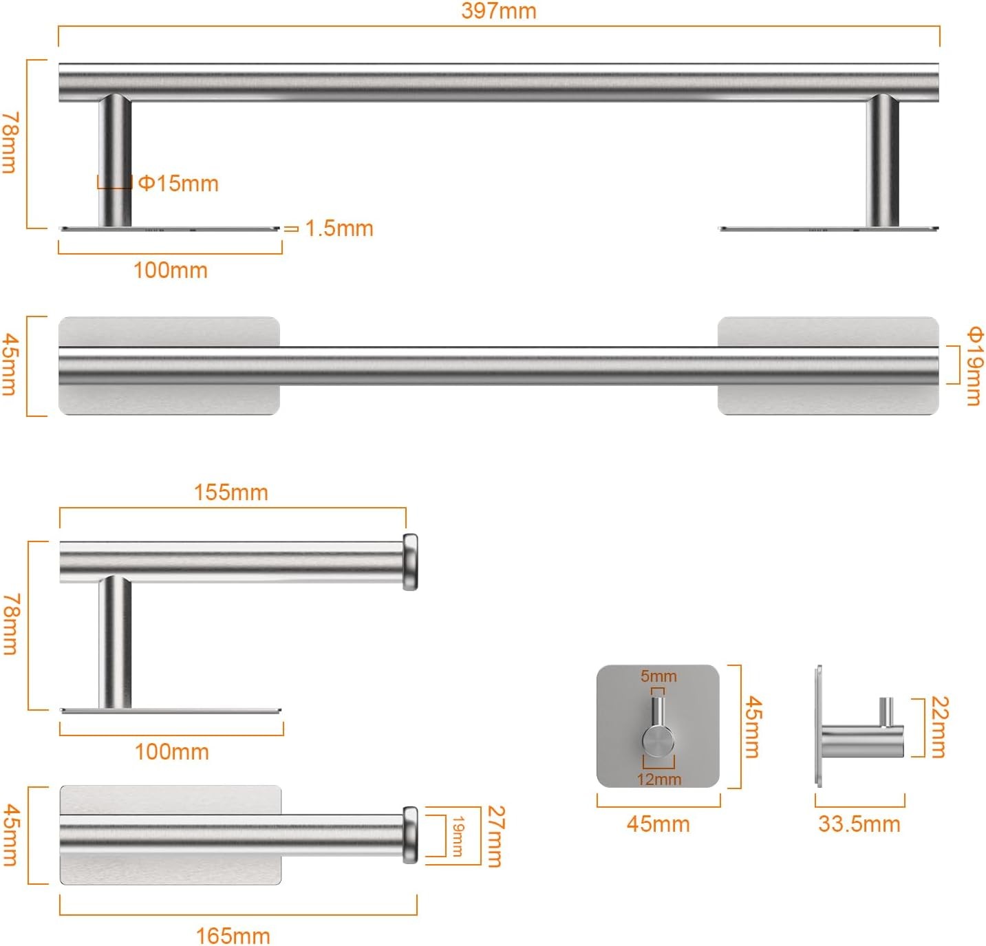 Ibergrif 5pcs Bathroom Hardware Set M34452A