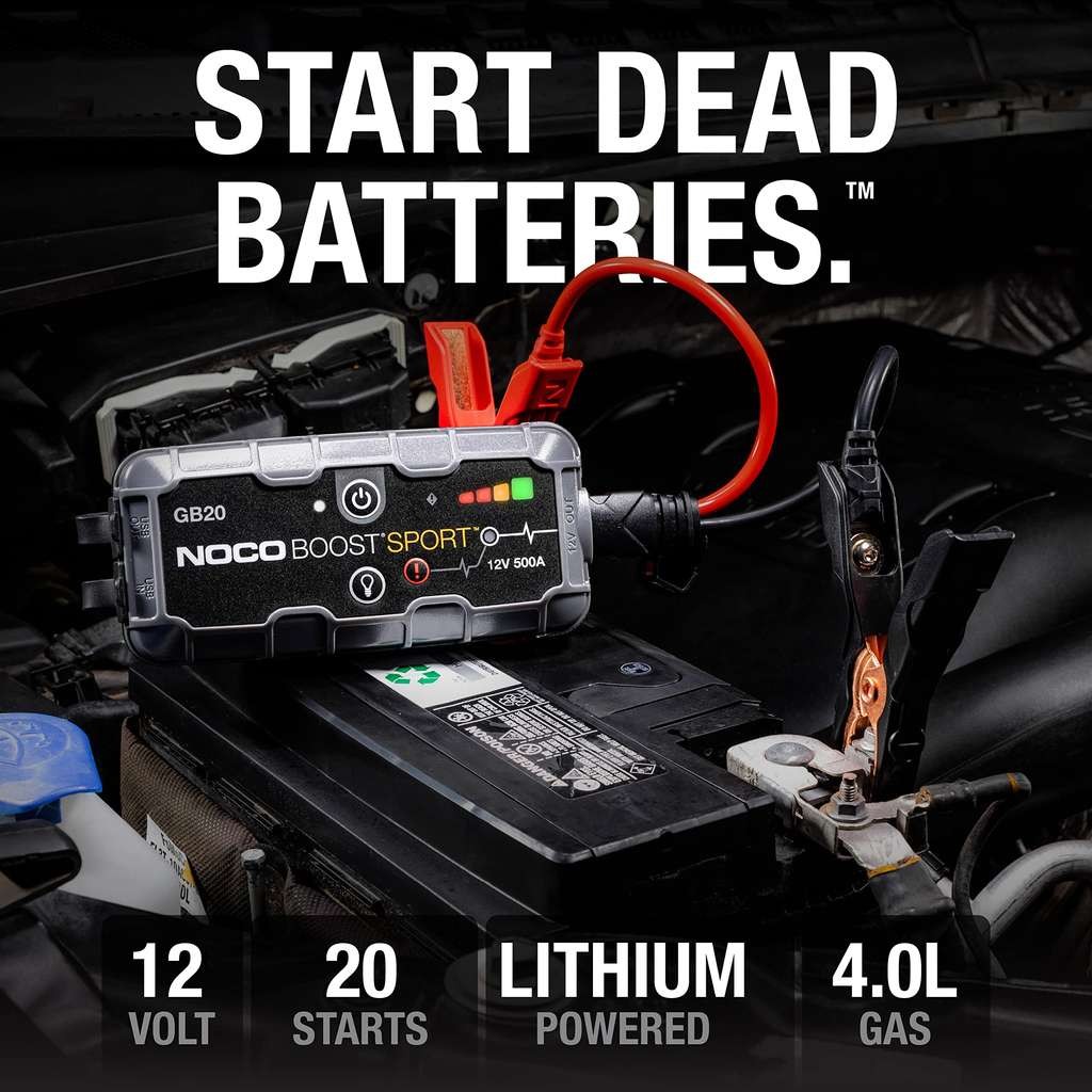 NOCO Boost GB20 500A UltraSafe Jump Starter, a 12V Lithium Battery Booster Pack