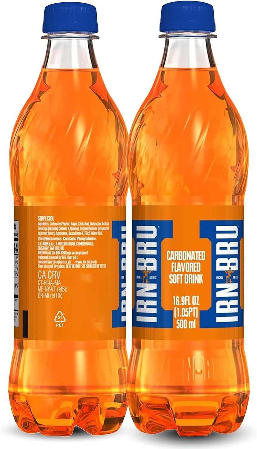 IRN-BRU Regular, 12 Pack Flavoured, Fizzy Drinks Multipack Bottles, 12 x 500ml Bottles
