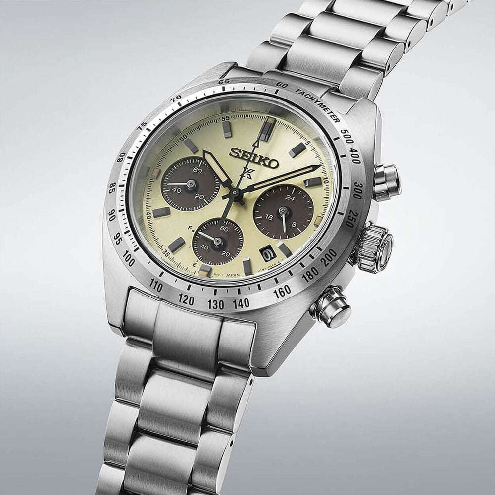Seiko Prospex Speedtimer 'Motoring' European Exclusive 39mm, ivory dial, steel bracelet watch