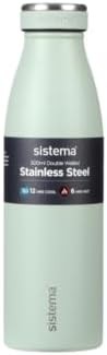 Sistema Hydrate Stainless Steel Water Bottle, 500ml, Assorted Colours
