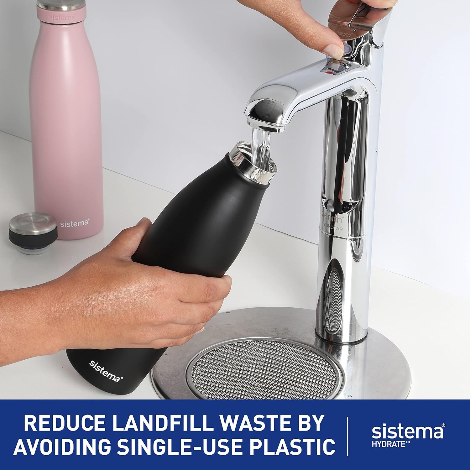 Sistema Hydrate Stainless Steel Water Bottle, 500ml, Assorted Colours