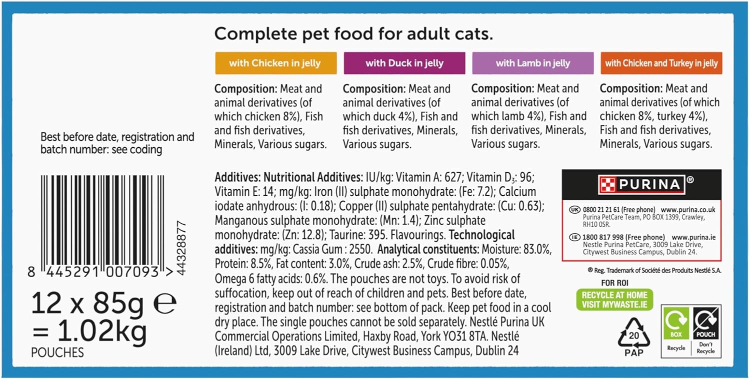 FELIX Original Farm Selection in Jelly Wet Cat Food 12x85g (Pack of 4)