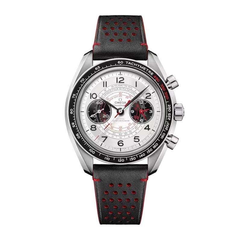 Omega Speedmaster Chronoscope 43mm watch, steel & black leather