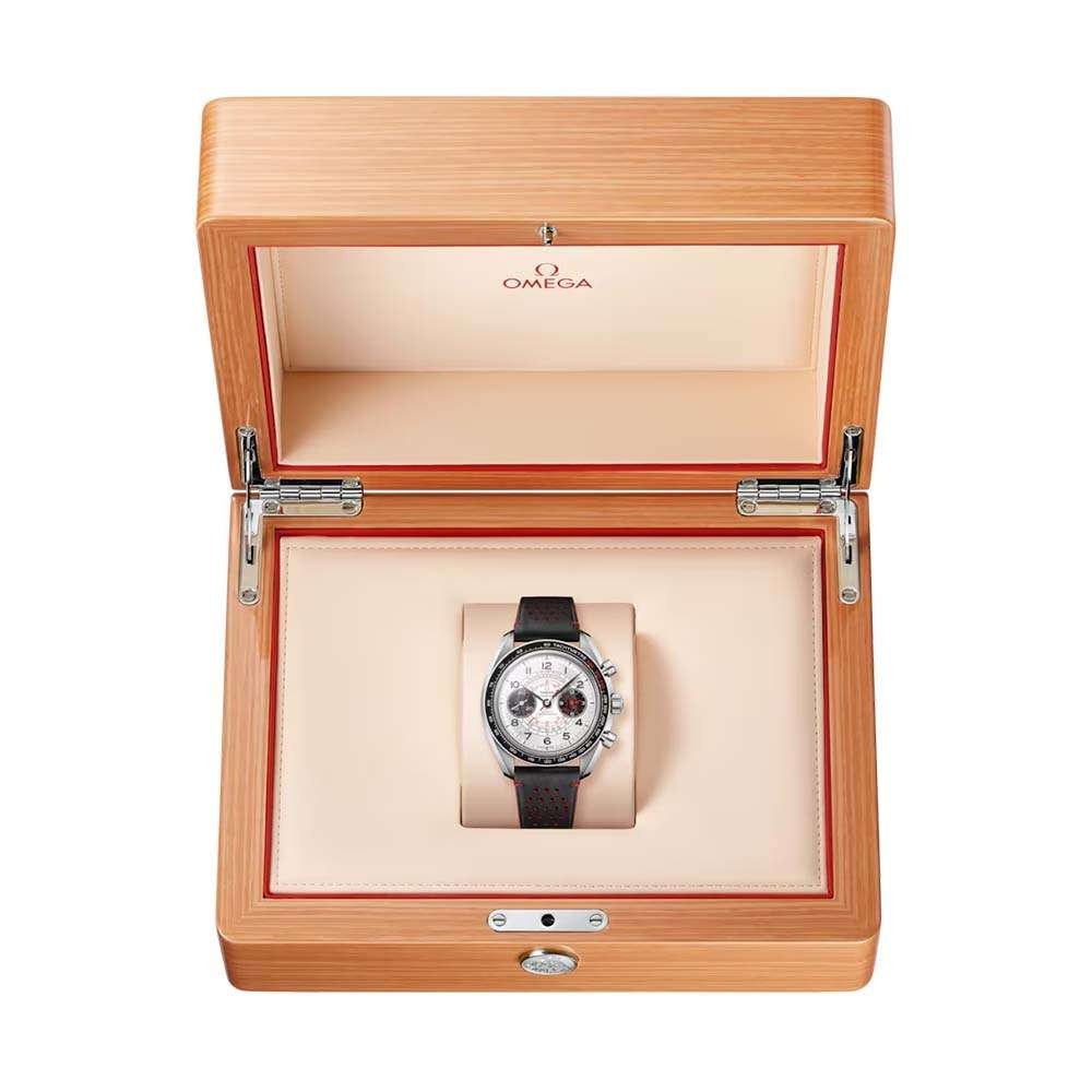 Omega Speedmaster Chronoscope 43mm watch, steel & black leather