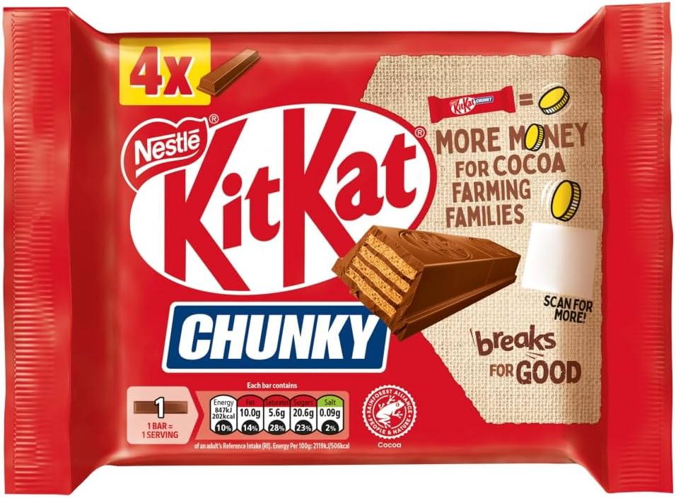 KitKat Chunky Milk Chocolate Bar with Crispy Wafer Biscuit - (4 x 40g)