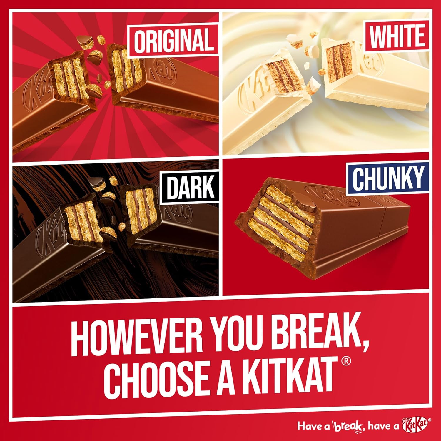 KitKat Chunky Milk Chocolate Bar with Crispy Wafer Biscuit - (4 x 40g)