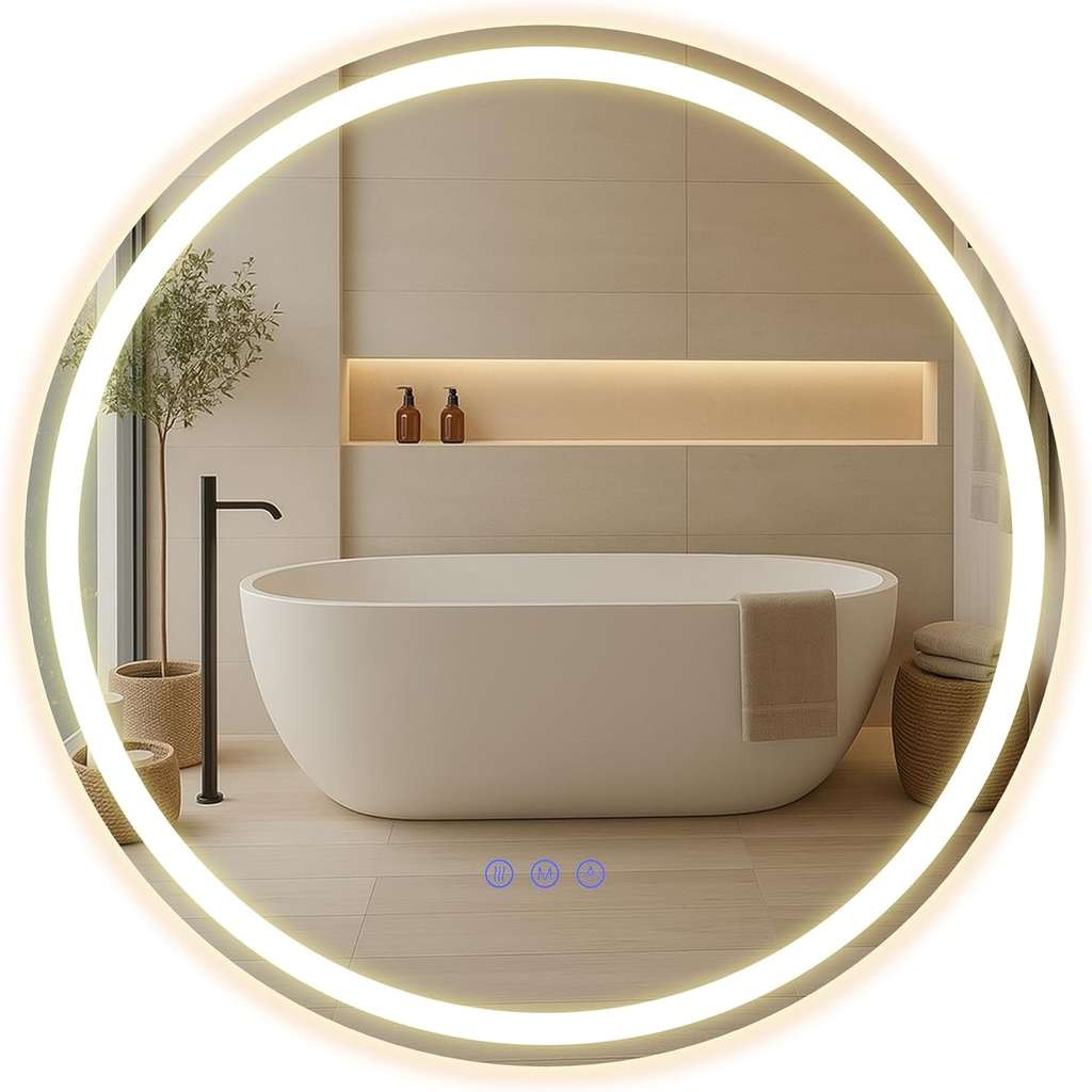 Songmics 51 cm Anti-Fog Bathroom Mirror with Adjustable LED Lights