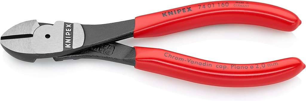 KNIPEX High Leverage Diagonal Cutters 160mm, plastic coated (74 01 160)