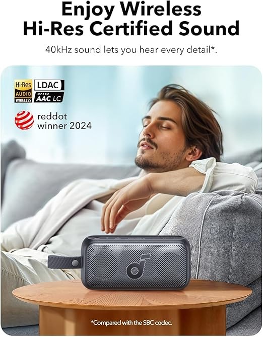 Soundcore Motion 300 Wireless Hi-Res Portable Speaker with BassUp, Bluetooth Speaker with SmartTune Technology, 30W Stereo Sound, IPX7 Waterproof, Detachable Strap
