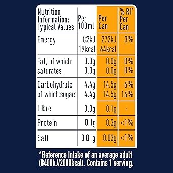 San Pellegrino Tastefully Light Sparkling Orange Canned Soft Drink, 12 x 330ml, 64 calories per can