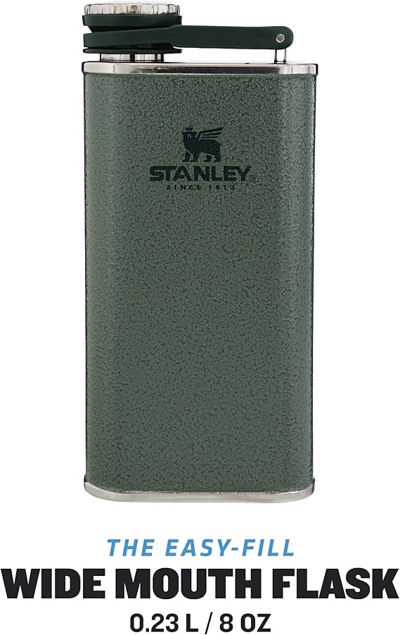 Stanley 1913 Classic Wide Mouth Hip Flask 0.23L, Hammertone Green