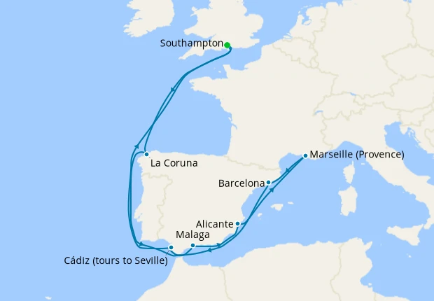 Western Mediterranean cruise from Southampton, 16 August 2026, 14 nights