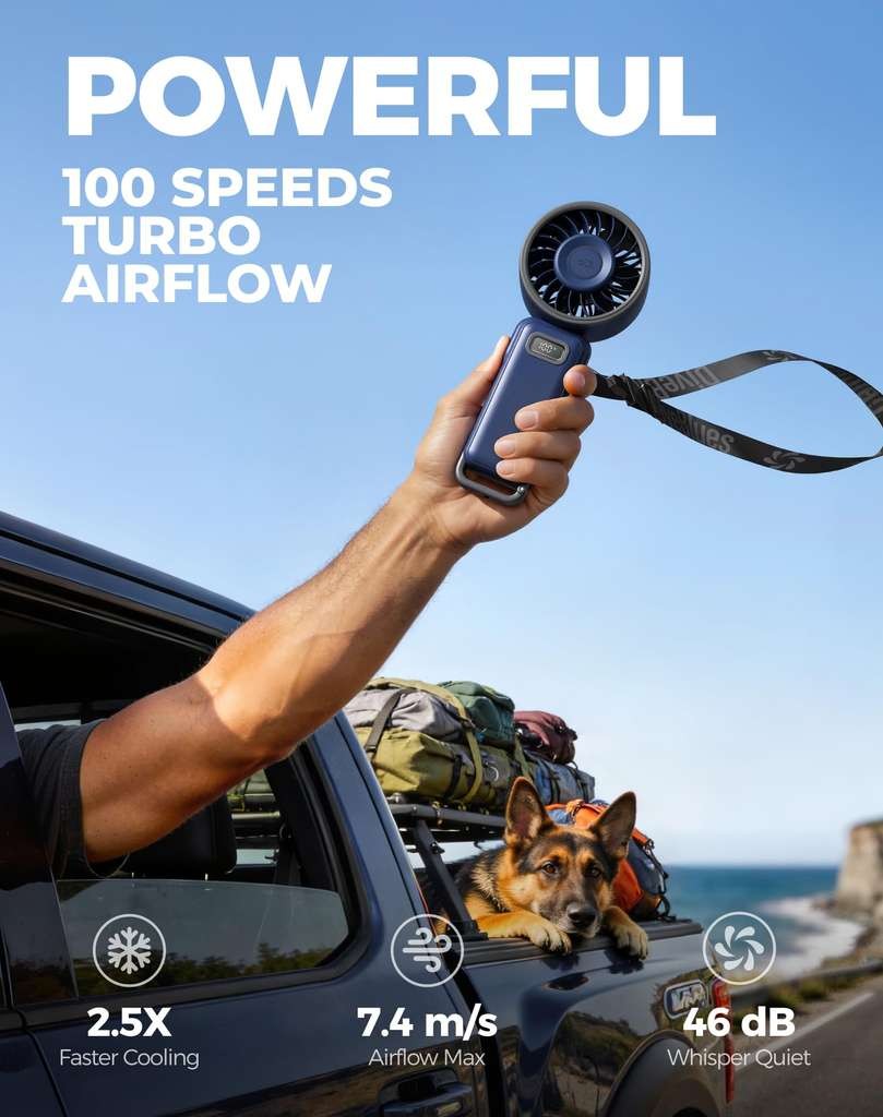 Diveblues Turbo Portable Handheld Fan, 100 Speed. Sold by Fuaxin / FBA