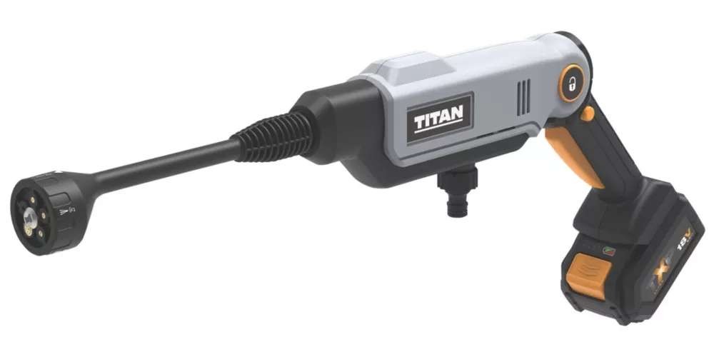 Titan TTI855PRW 22bar 18V 1 x 5.0Ah Li-Ion Cordless Hand-Held Pressure Washer, free C&C