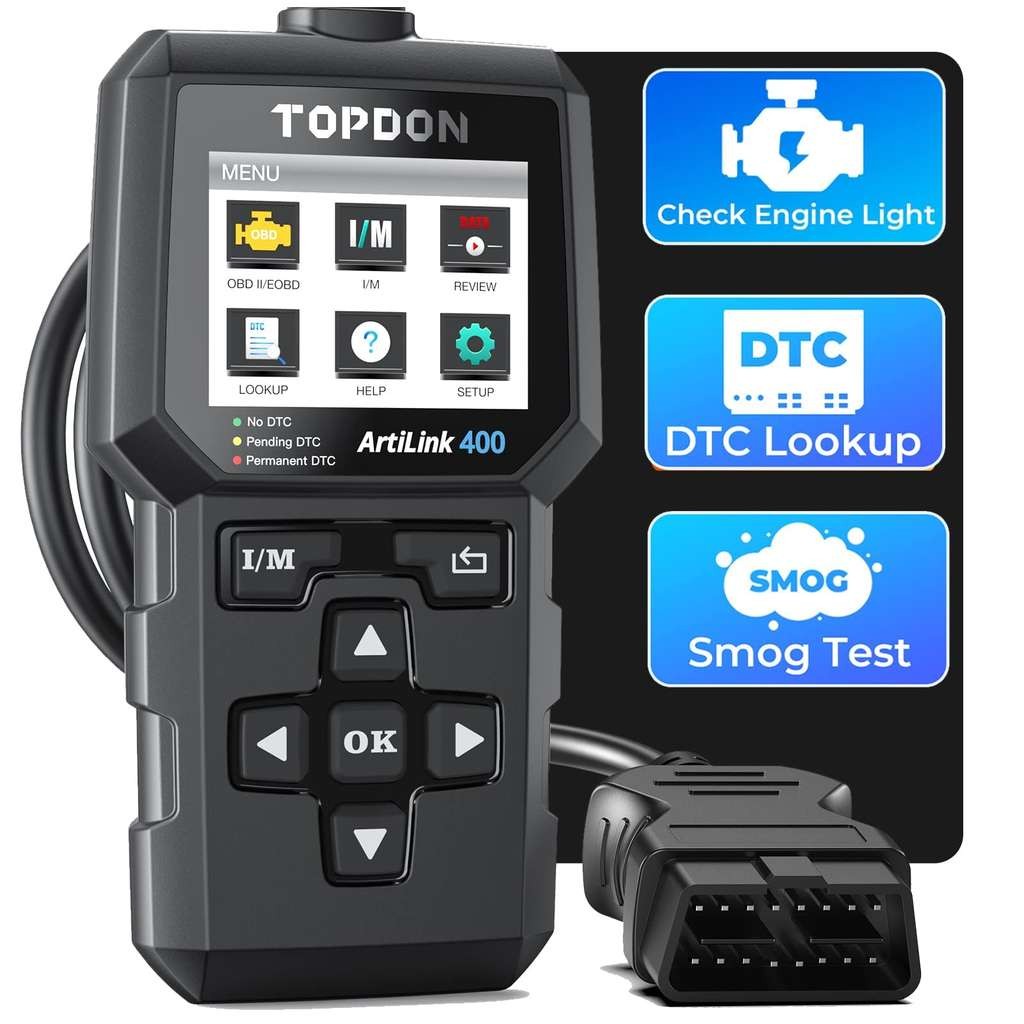TOPDON AL400-A OBD2 Code Reader, great for engine light, smog, O2, EVAP (10 functions, free updates)