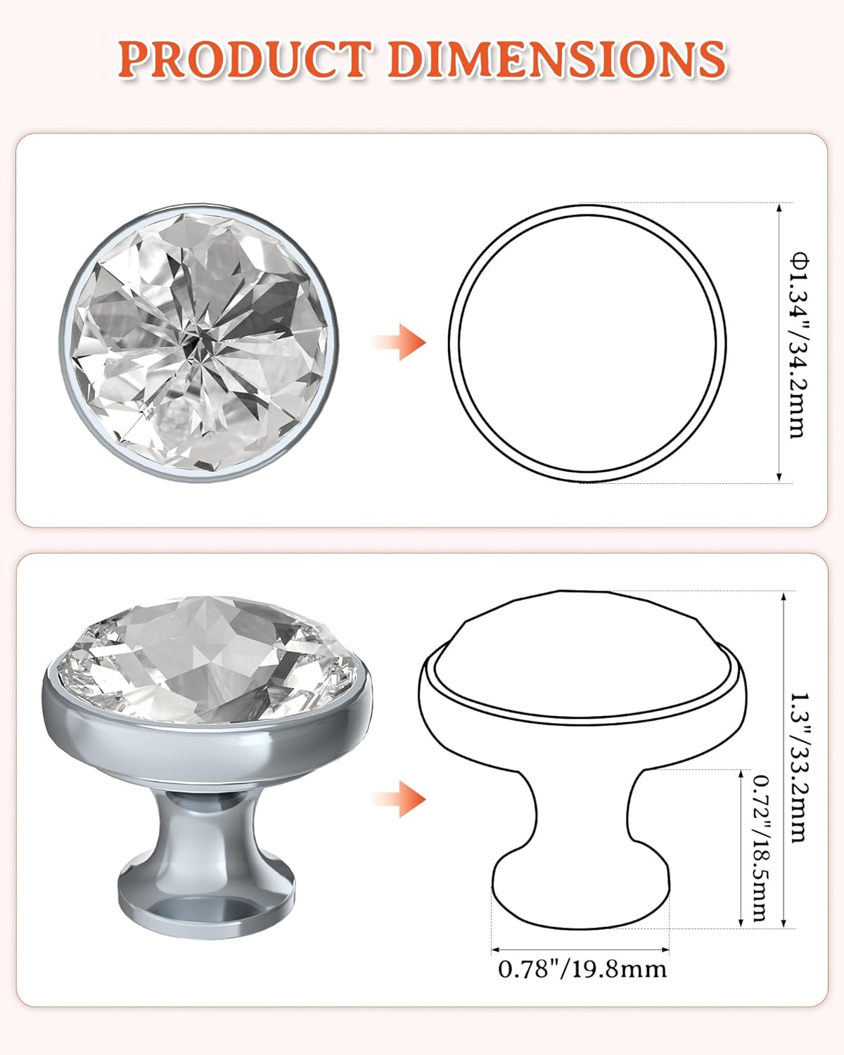 Elegant Crystal Drawer Knob | 10-Pack