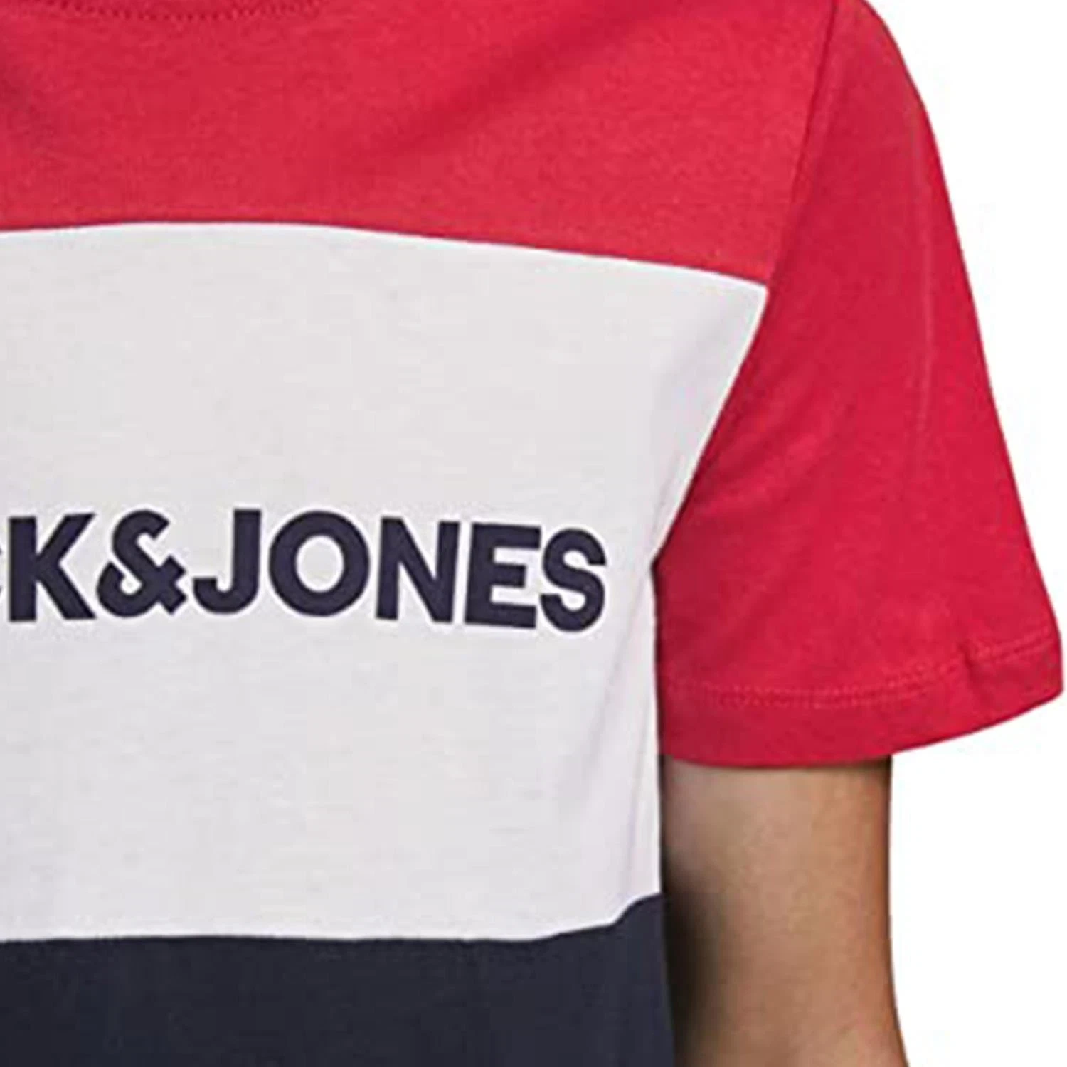 Jack & Jones Jjelogo Blocking Tee Ss 2Pk Mp, Red and Navy Blaze, Size S