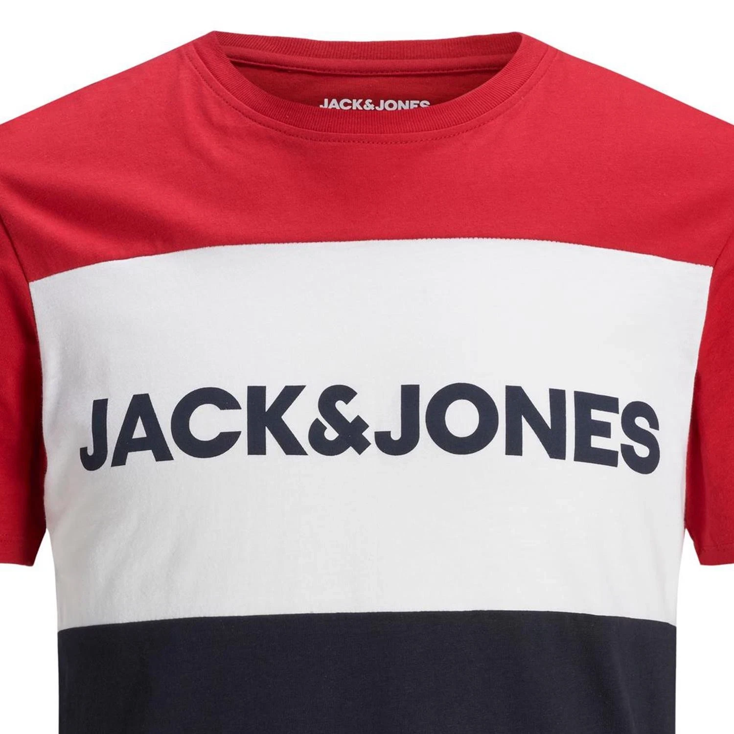 Jack & Jones Jjelogo Blocking Tee Ss 2Pk Mp, Red and Navy Blaze, Size S