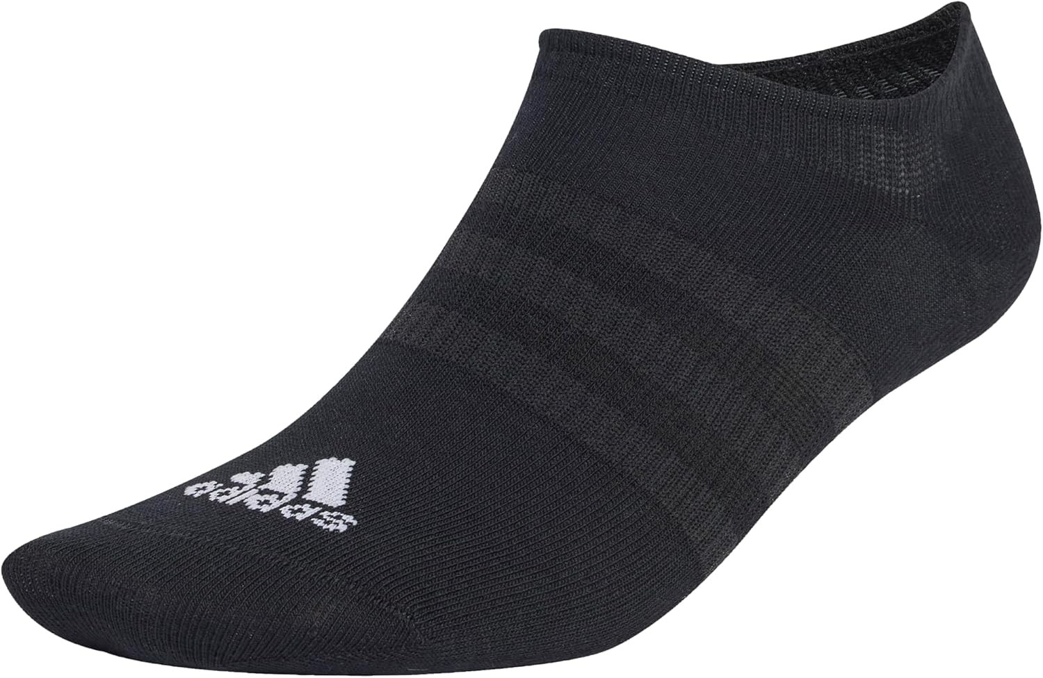 Adidas Unisex Thin and Light 3 Pairs No Show Socks, Black/White, XS