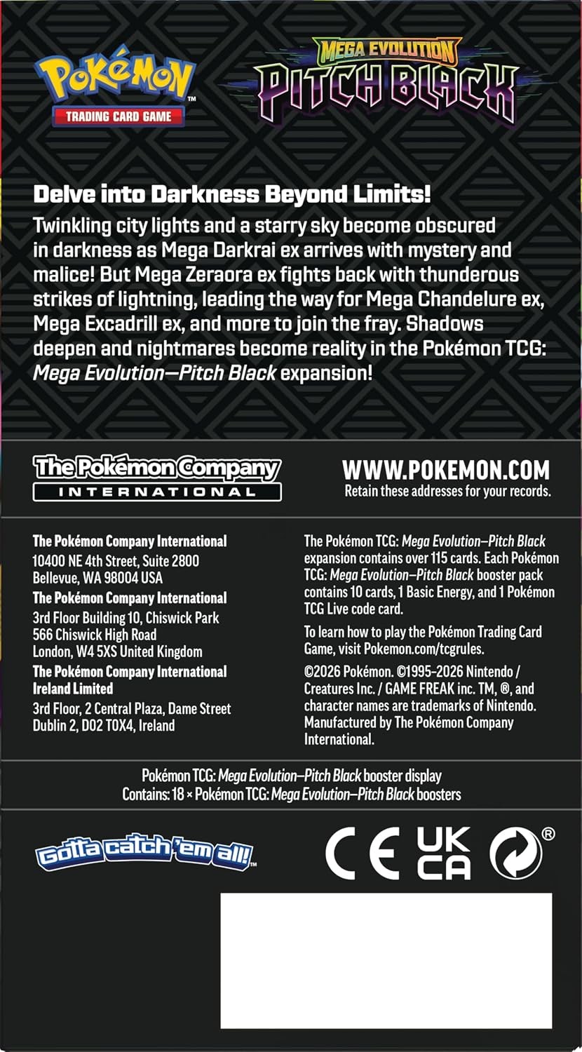 Pokemon TCG: Mega Evolution Pitch Black Booster Display (18 Booster Packs)