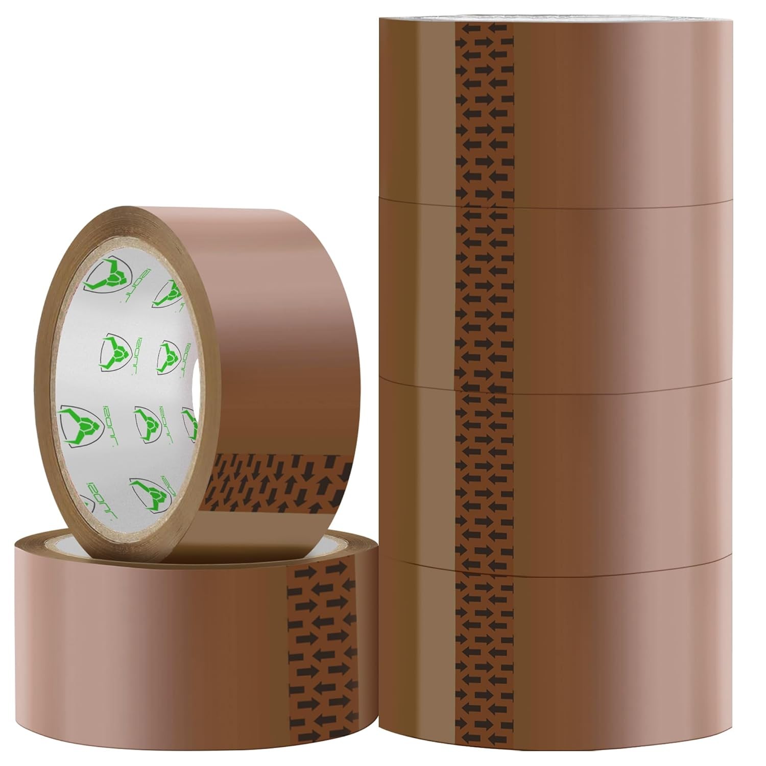 iSOUL packing tape, 6 rolls (48mm x 66m), strong heavy duty low noise brown, for moving