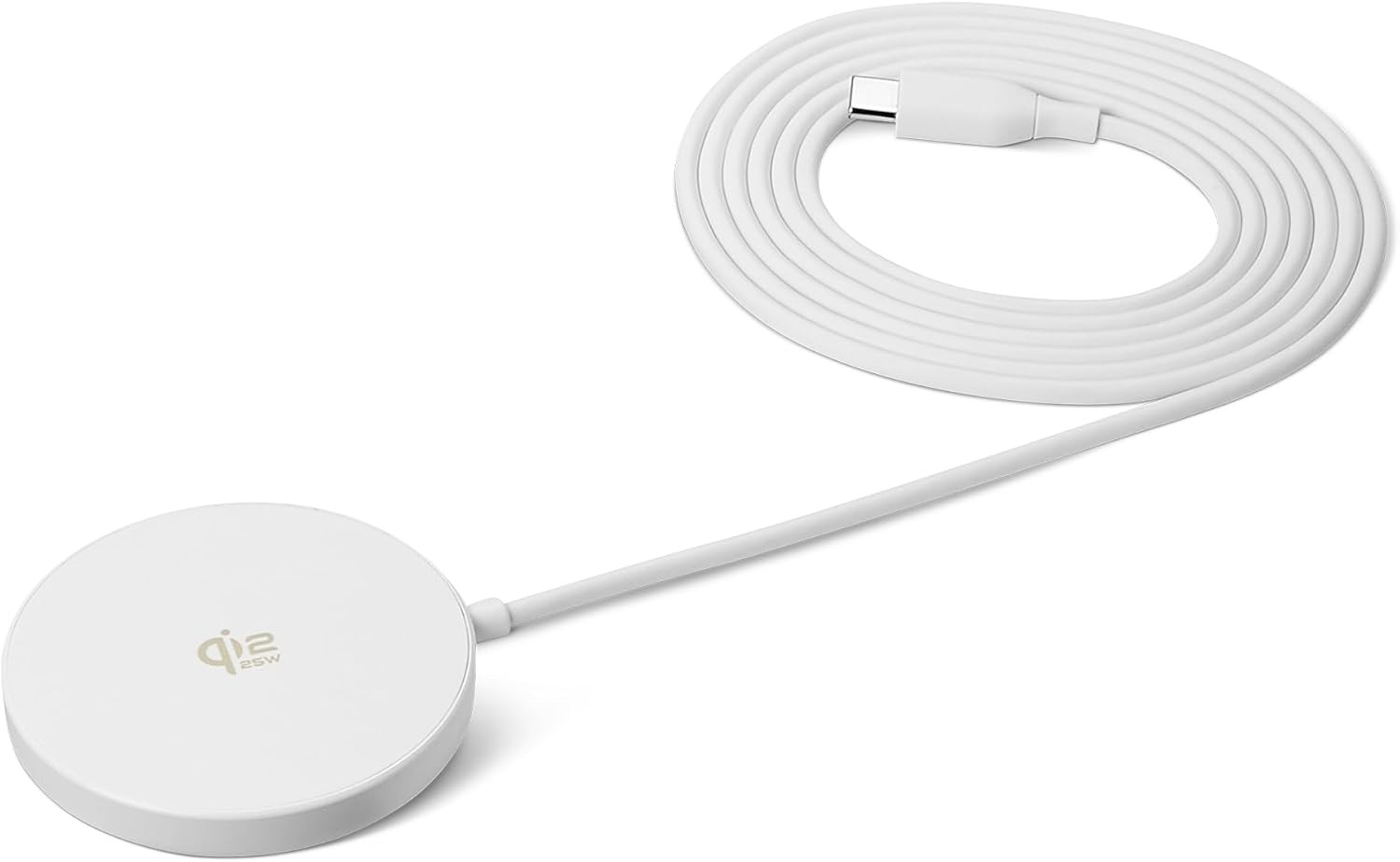 Amazon Basics 25W Qi2.2 Wireless Charging Pad, MagSafe Compatible, White