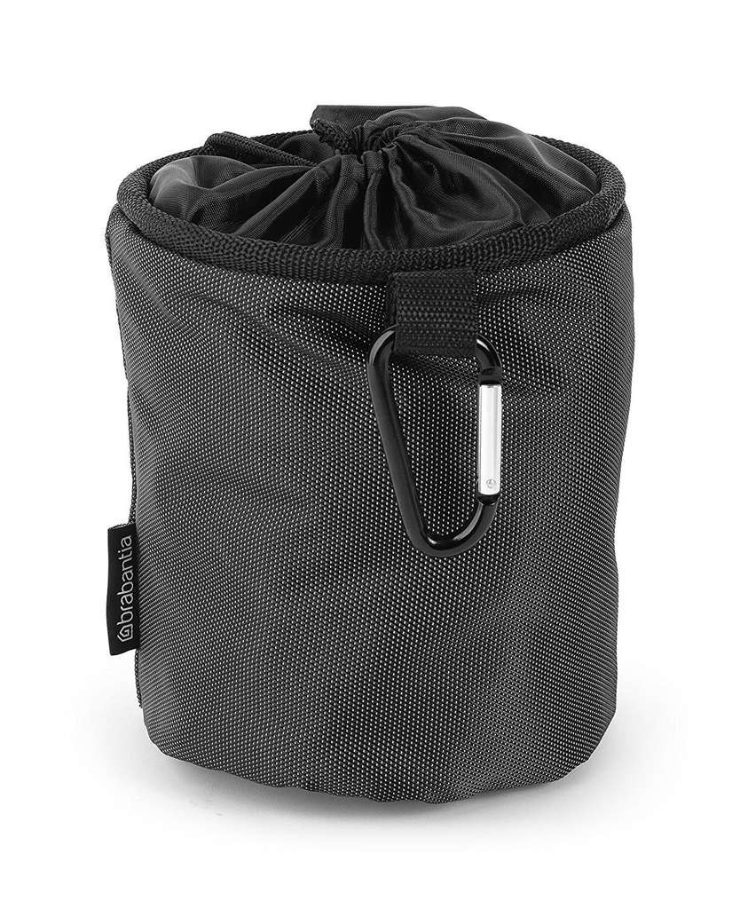 Brabantia black peg bag with closing cord, for rotary dryers. Holds 150, durable, weather resistant