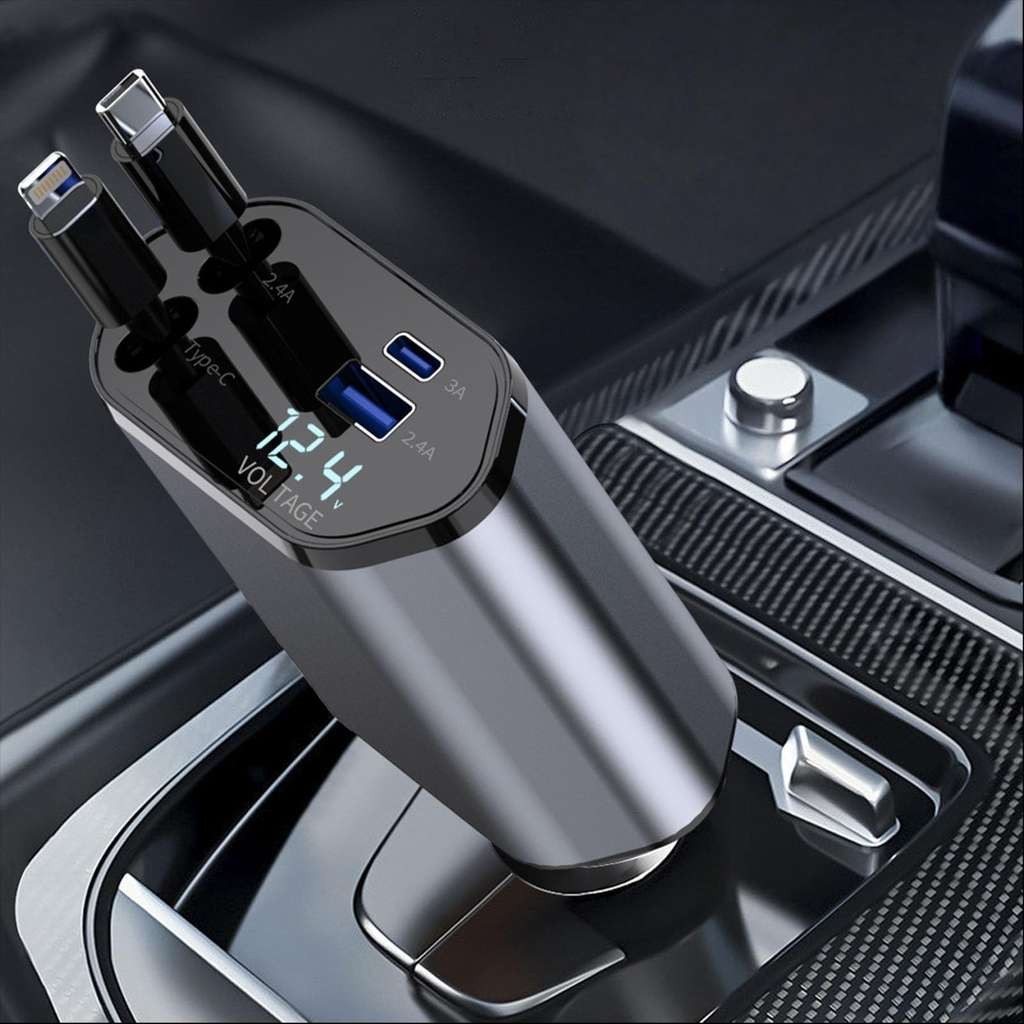 Retractable car charger, 4-in-1 adapter, 120W Super Fast, JIAWEI XIANG (FBA)