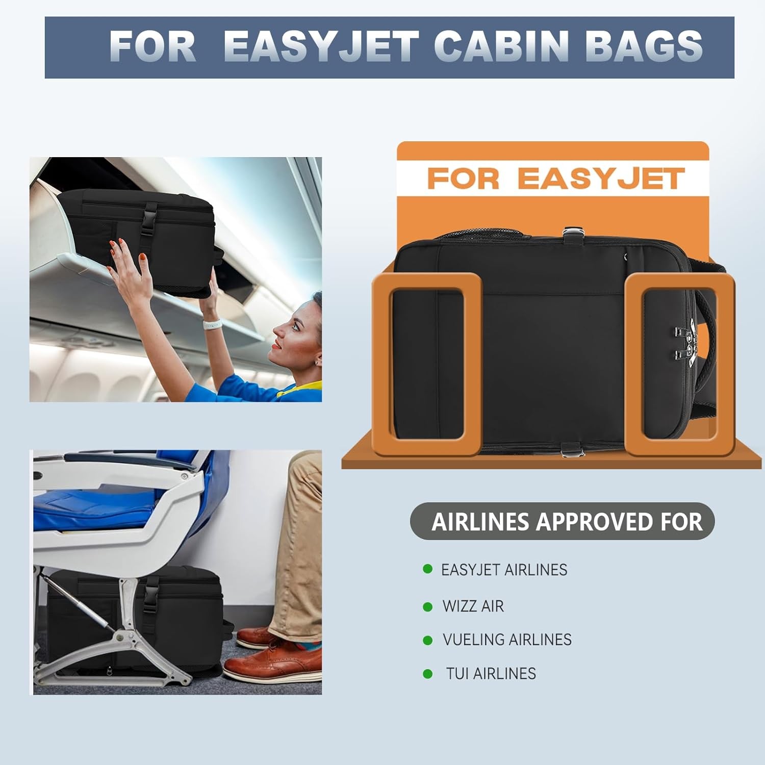 Lossga Easyjet Cabin Bag 45x36x20 Underseat Travel Backpack 30L