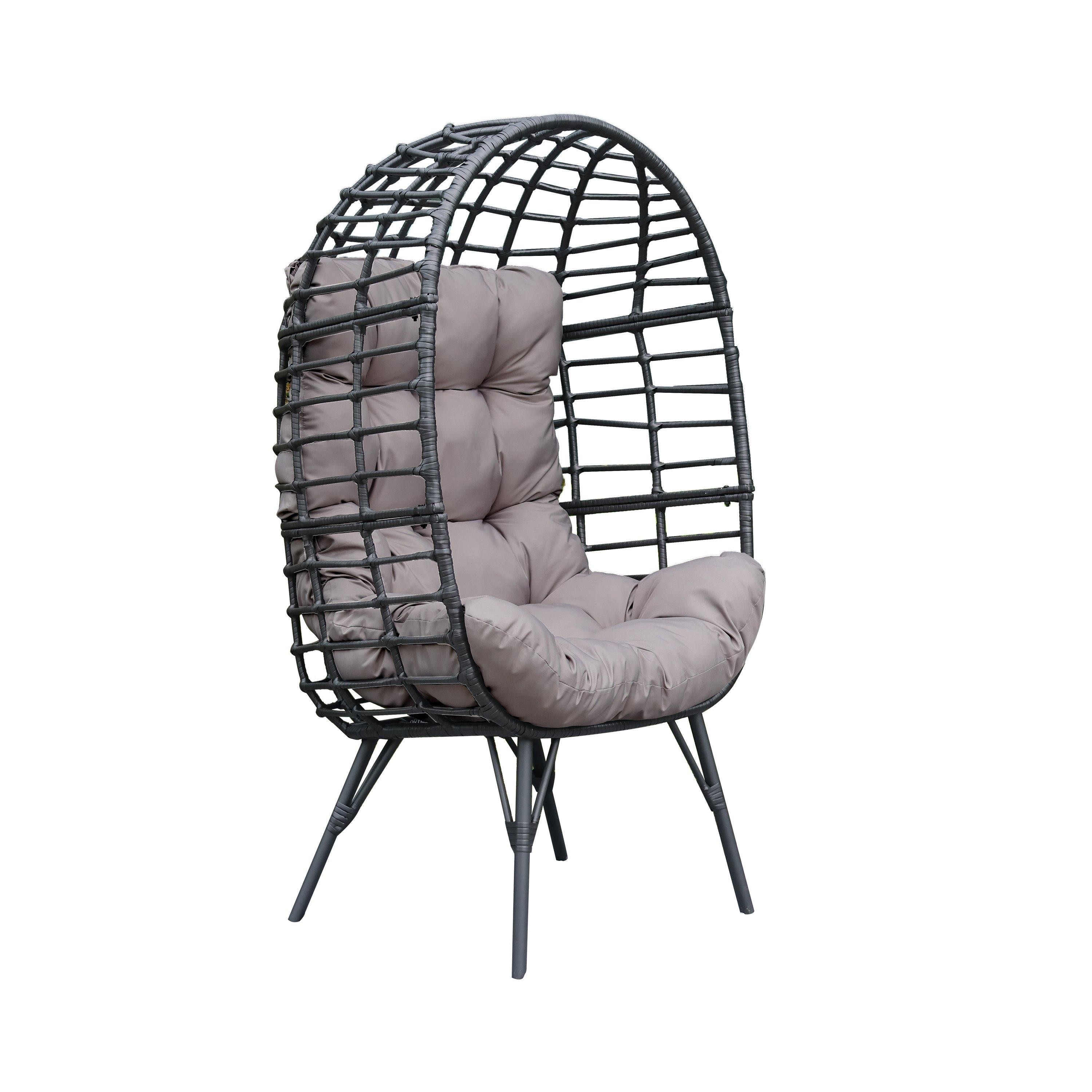 Linea Egg-Shaped Rattan Tufted Lounge Chair