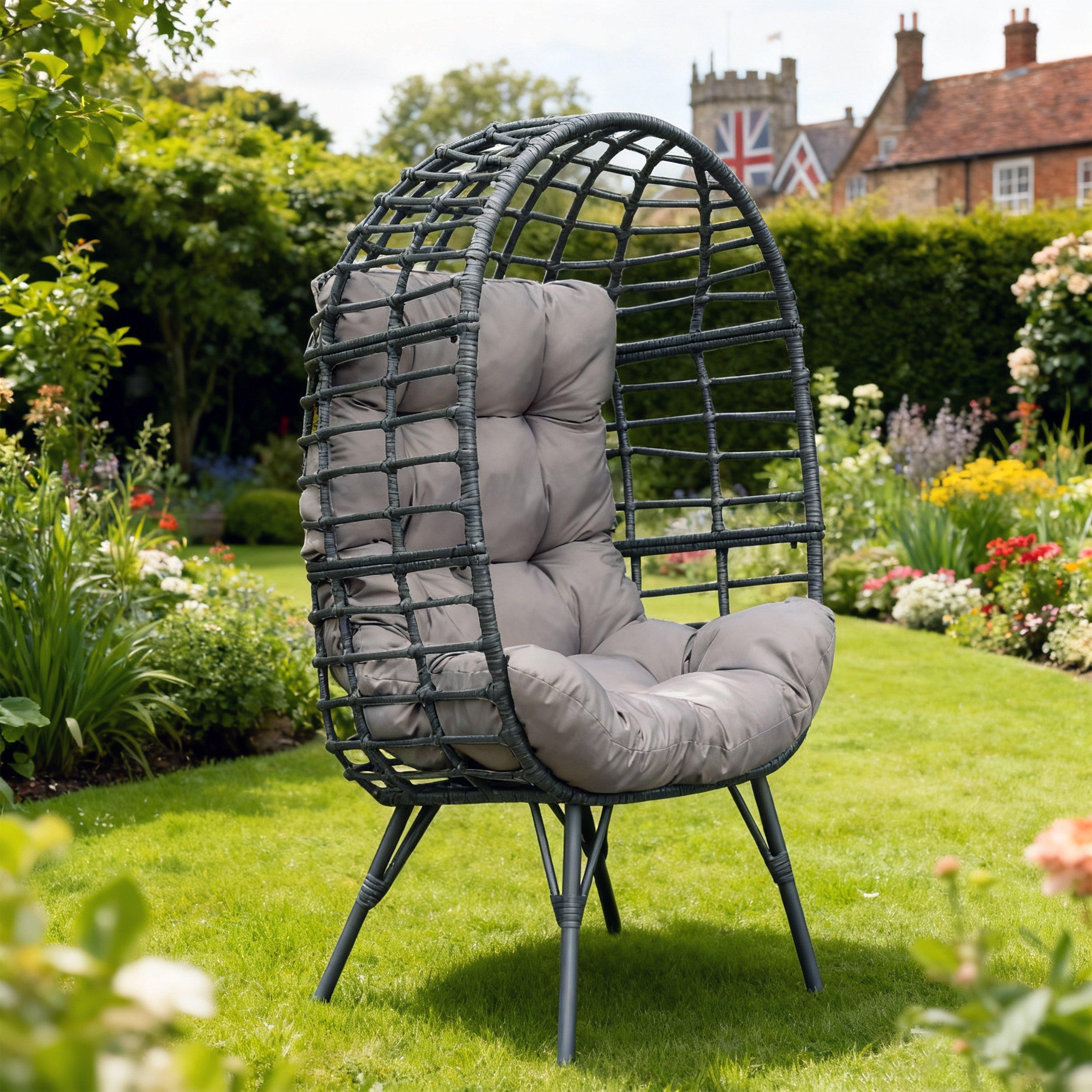 Linea Egg-Shaped Rattan Tufted Lounge Chair
