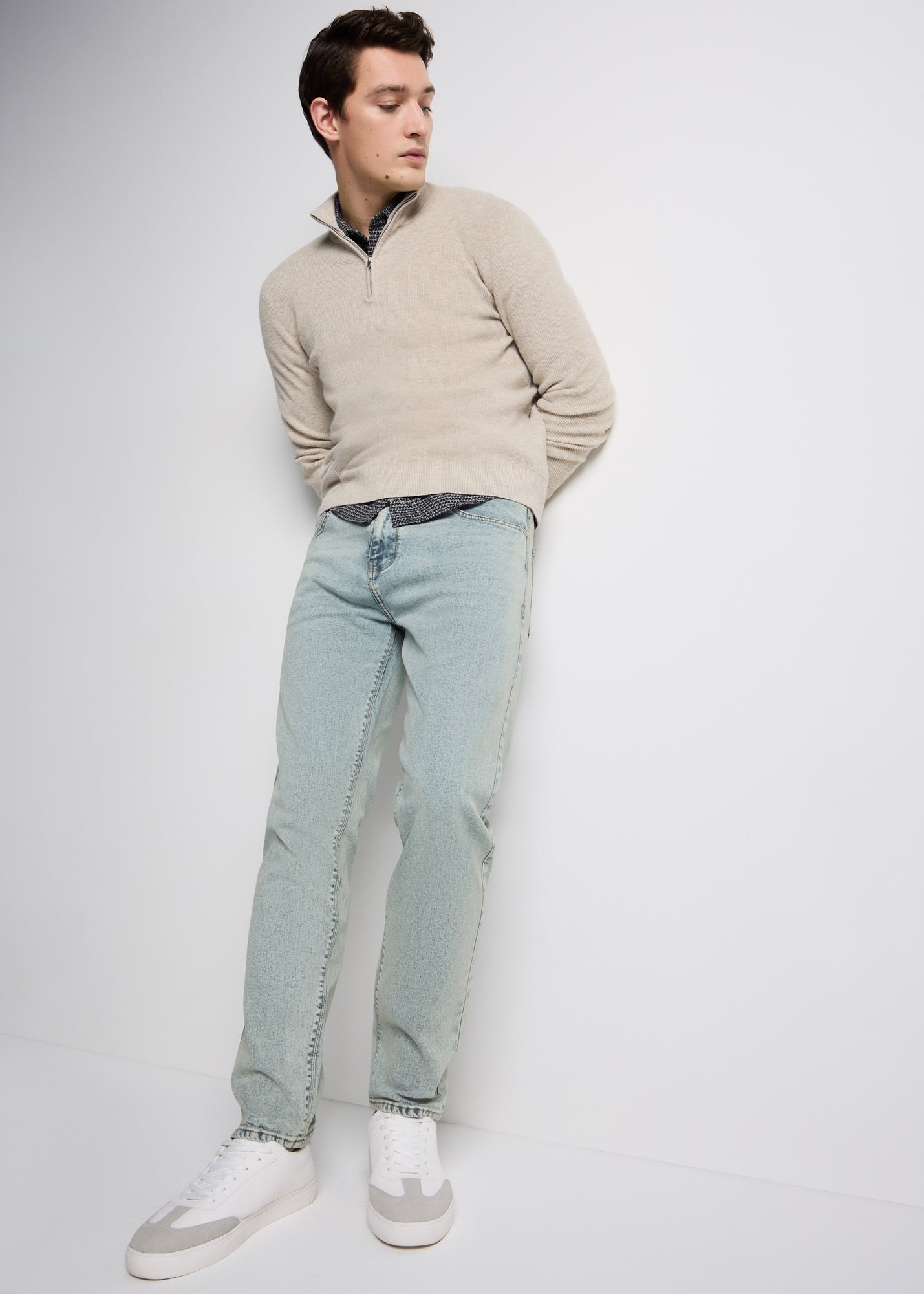 Blue Grey Tapered Fit Jeans