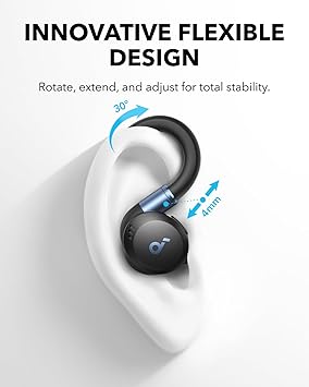 soundcore Sport X20 by Anker, True-Wireless Workout Earbuds, Rotatable and Extendable Ear Hooks, Noise Cancelling, Deep Bass, IP68 Waterproof, Sweatproof, Dustproof, 48H Play, Sport Earbuds for Gym
