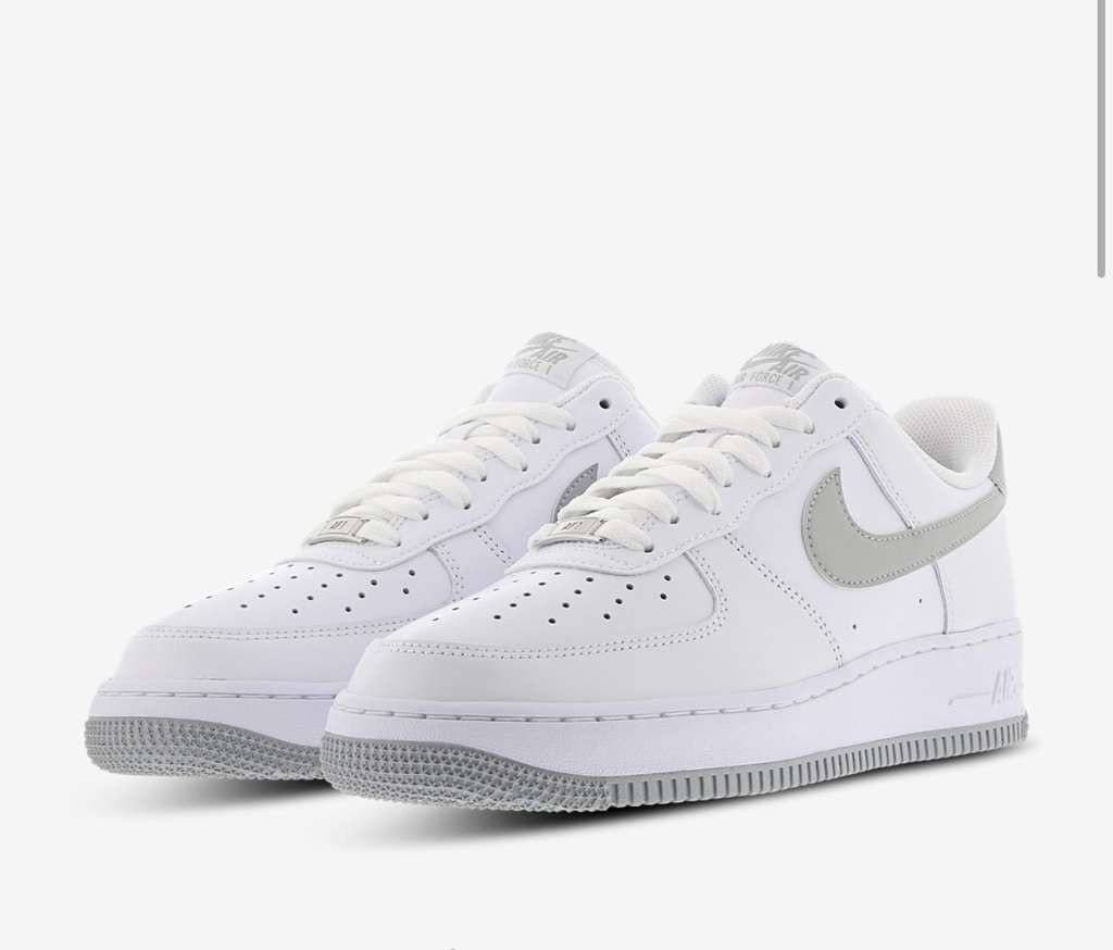 Mens Nike Air Force 1 Low, White-Lt Smoke Grey-White, Size 7.5 with Code via Unidays or BLC