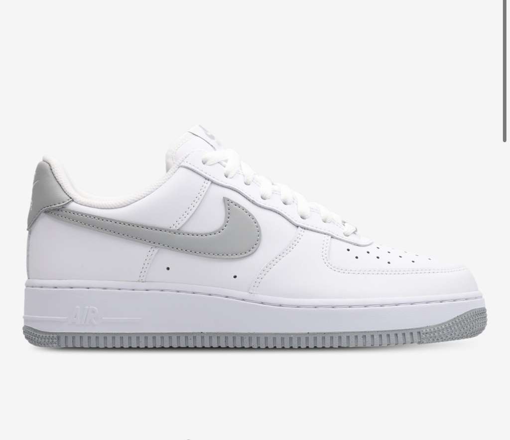 Mens Nike Air Force 1 Low, White-Lt Smoke Grey-White, Size 7.5 with Code via Unidays or BLC