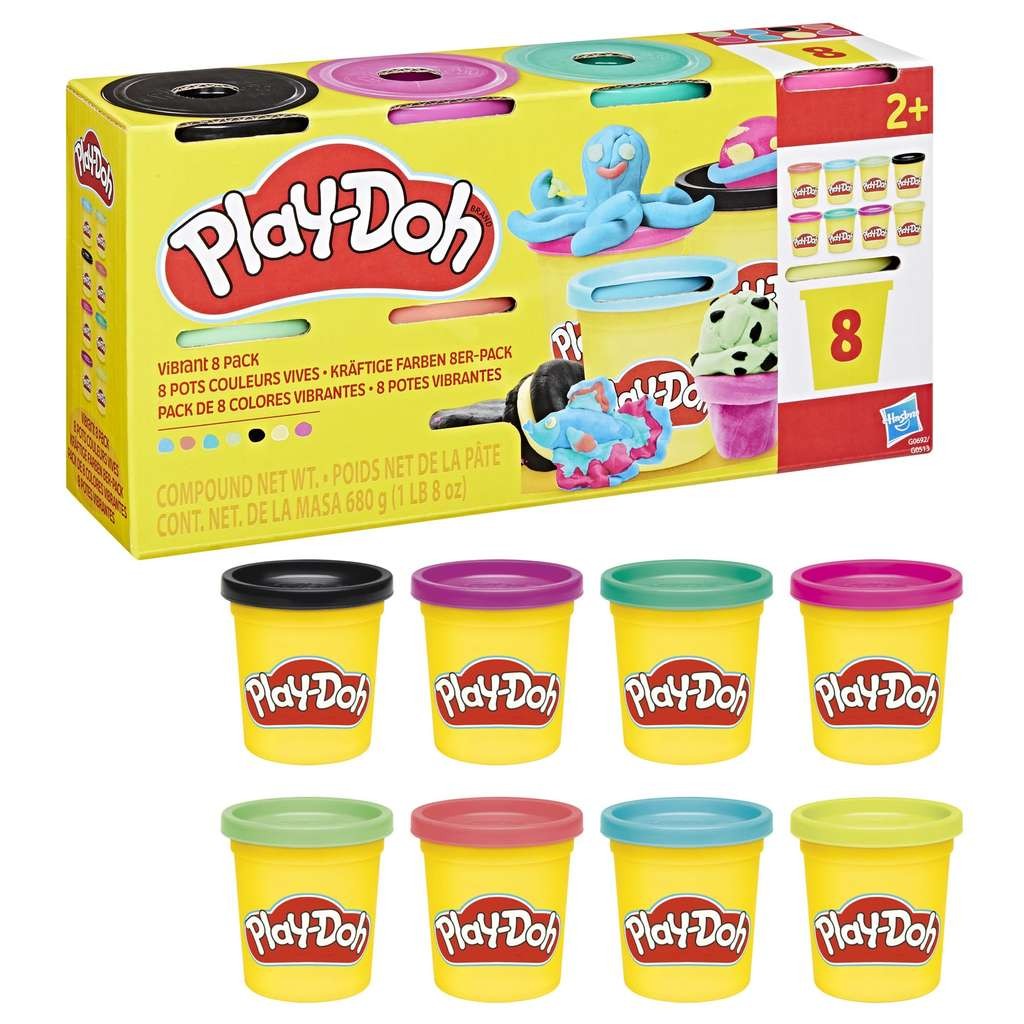 Play-Doh Vibrant Colours Modelling Compound Pack, 8 in the set