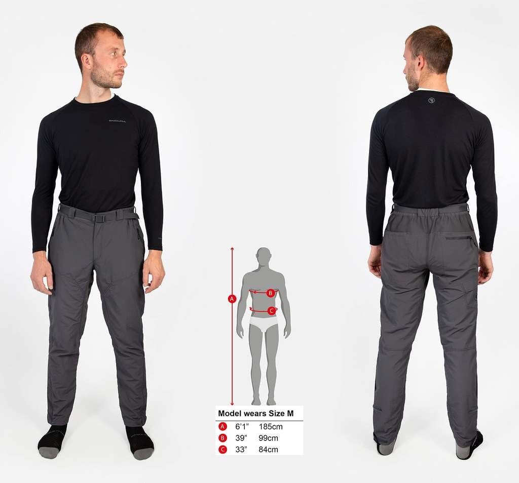 Men's Endura Hummvee Cycling Trousers 2, sizes XS-2XL, Black or Grey