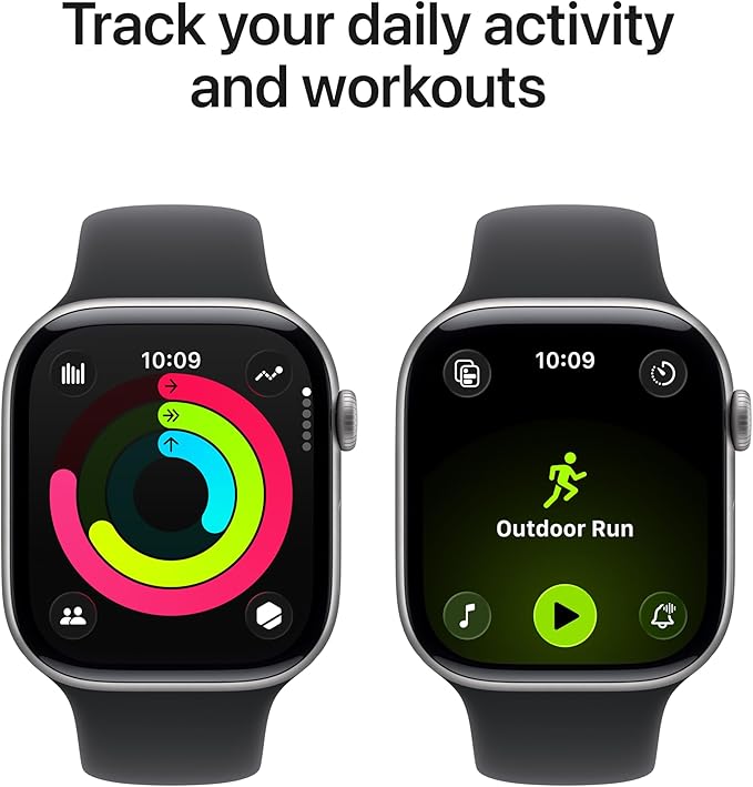 Apple Watch Series 11 GPS 46mm Smartwatch with Space Grey Aluminium Case with Black Sport Band M/L