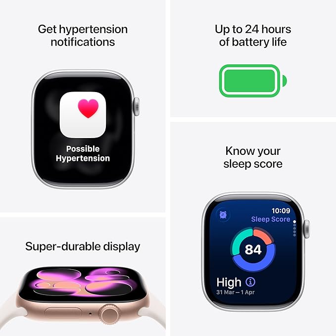 Apple Watch Series 11 GPS 46mm Smartwatch with Space Grey Aluminium Case with Black Sport Band M/L